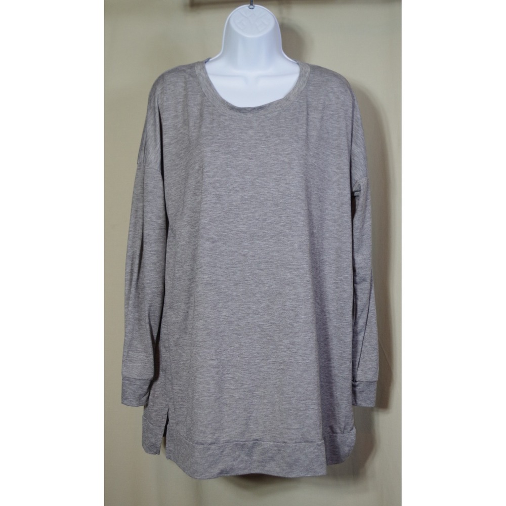 Women's‎ M-L? Heather Gray Long Sleeve Tunic Top Crew Neck Relaxed Fit